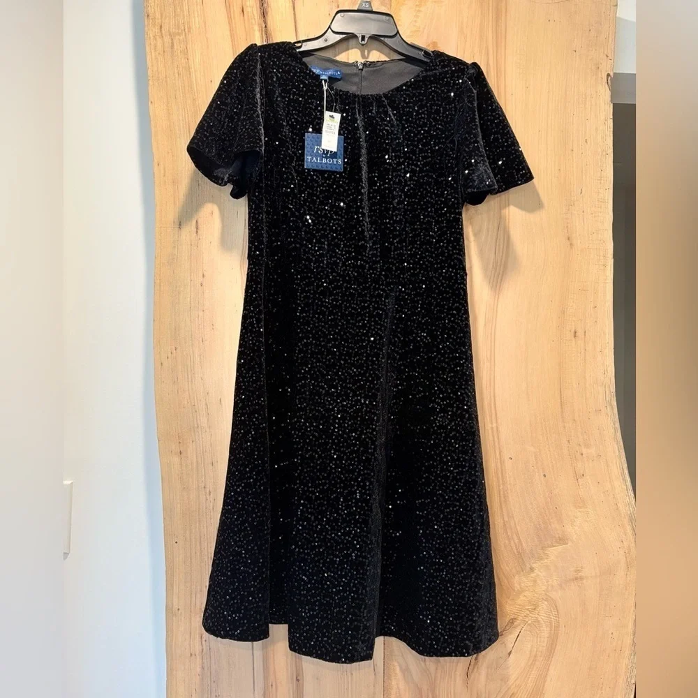 NWT Talbots RSVP VELVET SEQUINED FIT & FLARE DRESS 6P